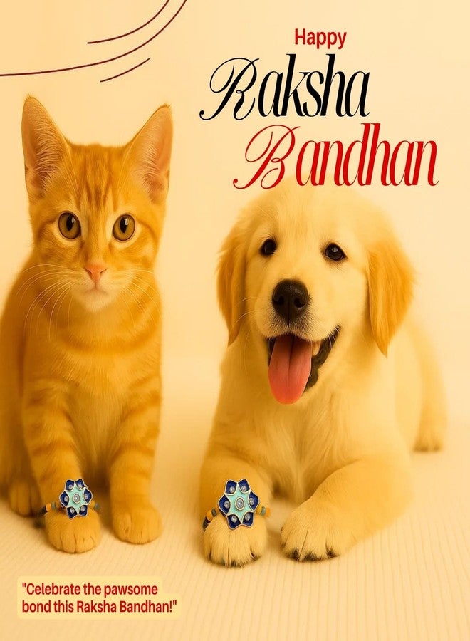 Sage Square Paw Bandhan Rakhi for Dog, Cat & Small Pets | Celebrate Bonds of Love This Raksha Bandhan | Cute Rakhi with Beads, Decorative Threads | Gift for Pet Lovers & Furry Companions (Type 22) - Image 2